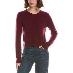 Forte Cashmere Womens Basic Cropped Button 100% Cashmere Cardigan